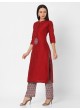 Casual Wear Kurti Set In Maroon And Grey Color